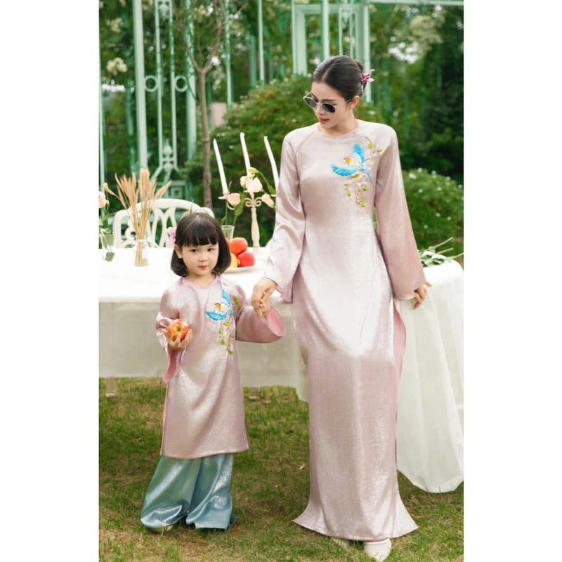 Pink - Cream Ao Dai For Family