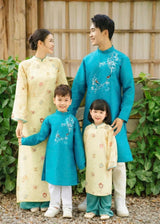 Yellow- Blue Ao Dai For Family