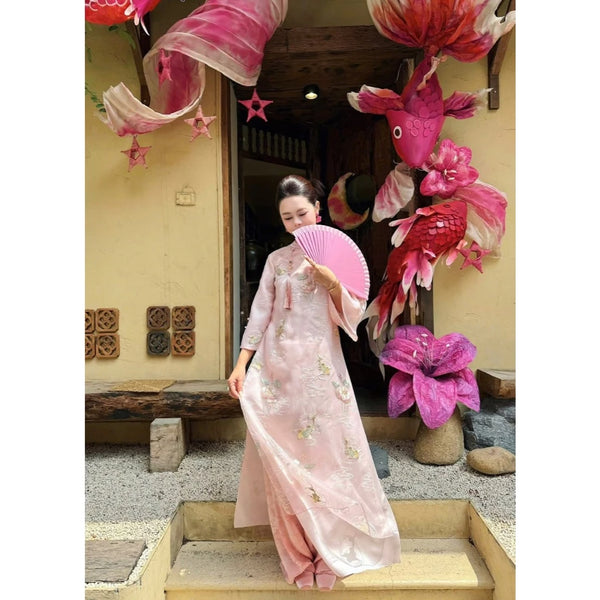 Pink Organza Modernize Ao Dai