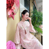 Pink Organza Modernize Ao Dai