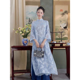 Loose Embroider Floral Ao Dai