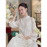 Loose Embroider Floral Ao Dai