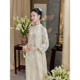 Loose Embroider Floral Ao Dai