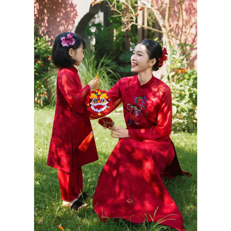 Dragon Embroider Ao Dai For Family