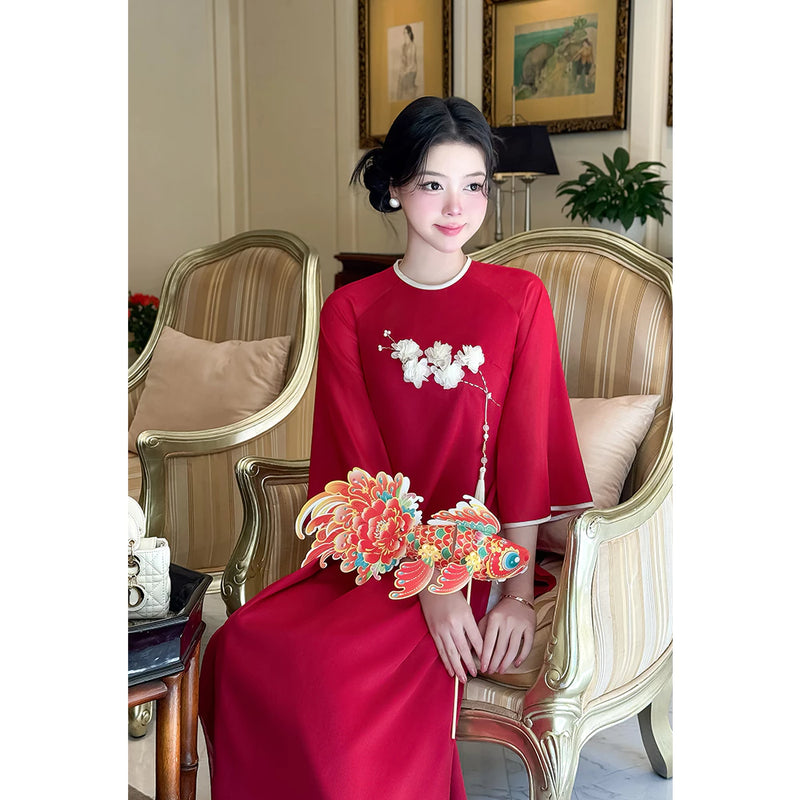 Red Modernize Ao Dai
