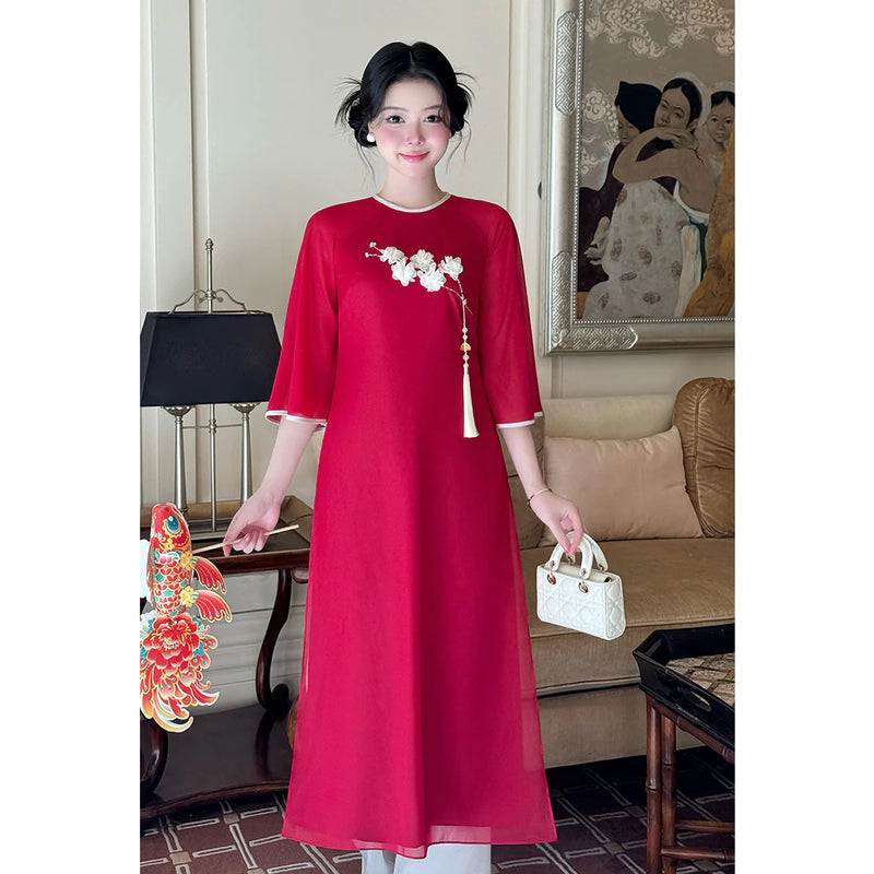 Red Modernize Ao Dai