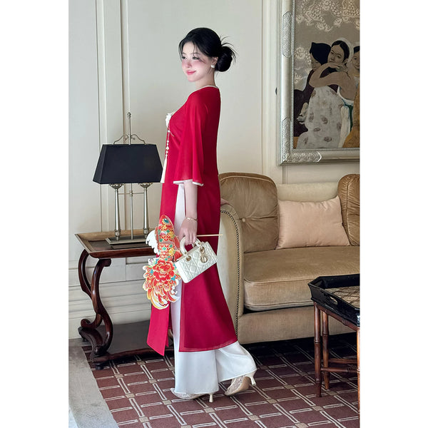 Red Modernize Ao Dai