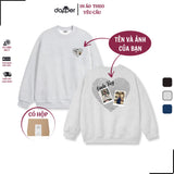Áo Sweater Form Rộng Couple In Tên + Ảnh Của Bạn