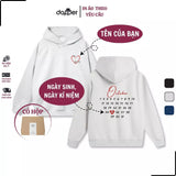Áo Hoodie In Ngày Tháng Chất Liệu Nỉ Bông