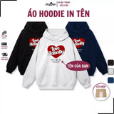 Áo Hoodie Chất Nỉ Lót Bông Mềm, In Tên Của Bạn,Trái Tim Đỏ