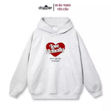 Áo Hoodie Chất Nỉ Lót Bông Mềm, In Tên Của Bạn,Trái Tim Đỏ