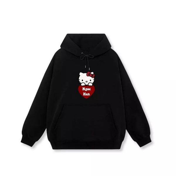 Áo Hoodie Hello Kitty Chất Nỉ Lót Bông Mềm,Ôm Trái Tim