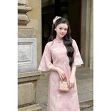 Floral Pink Modernize Ao Dai