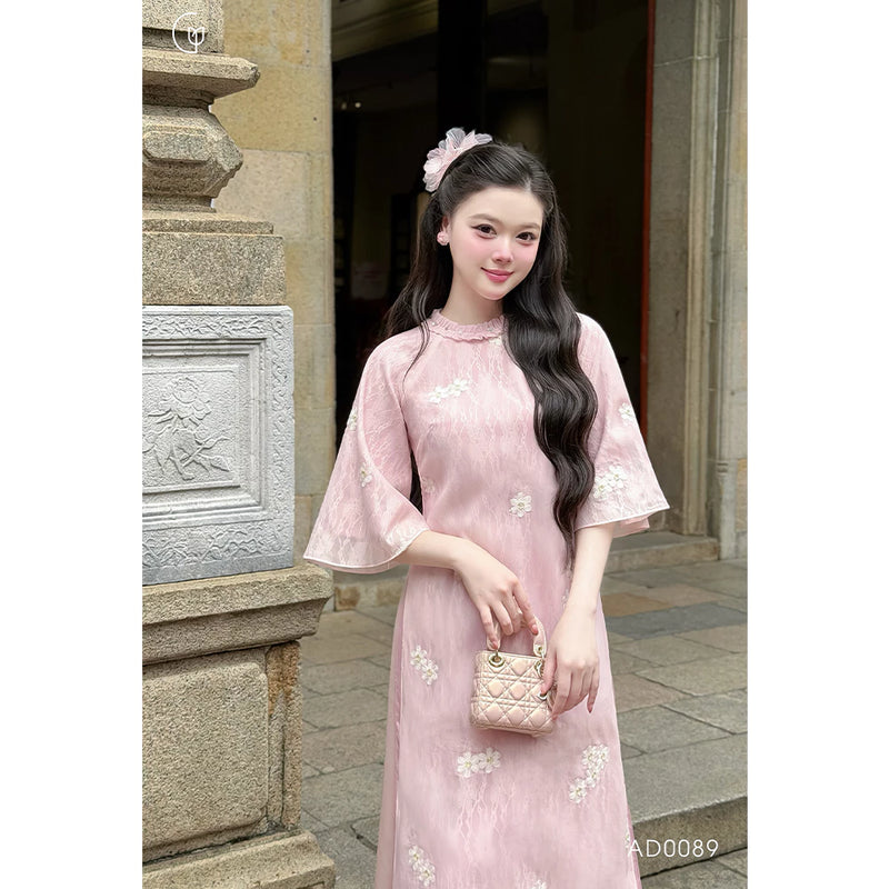 Floral Pink Modernize Ao Dai