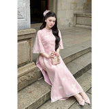 Floral Pink Modernize Ao Dai