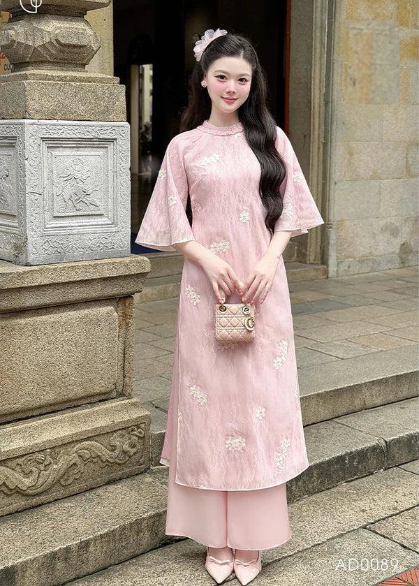 Floral Pink Modernize Ao Dai