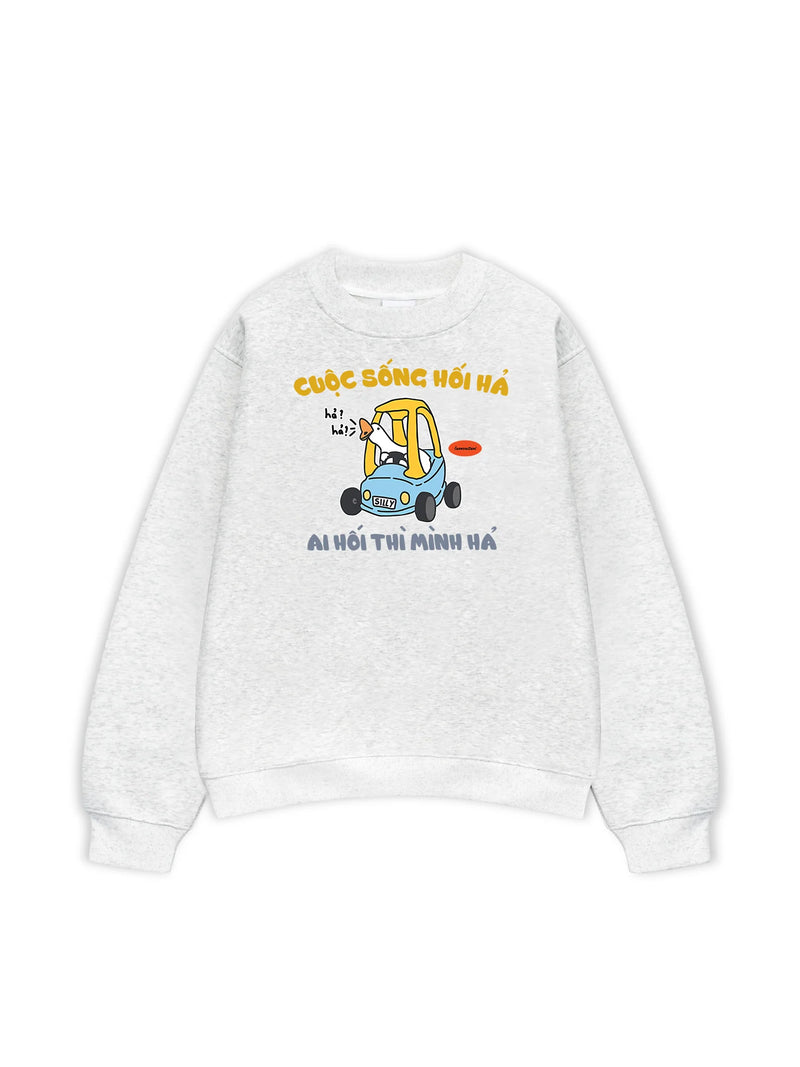 Áo Sweater Form Rộng In Meme Chú Vịt Cuộc Sống Hối Hả