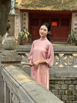 Light Pink Embroider Ao Dai