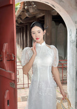 White Lace Modernized Ao Dai