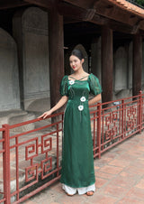 3D Orchid Green Ao Dai