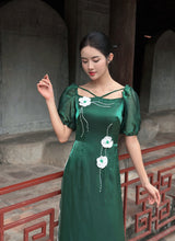 3D Orchid Green Ao Dai