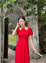 Red Silk Modernized Ao Dai