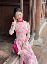 Pink Floral Traditional Ao Dai