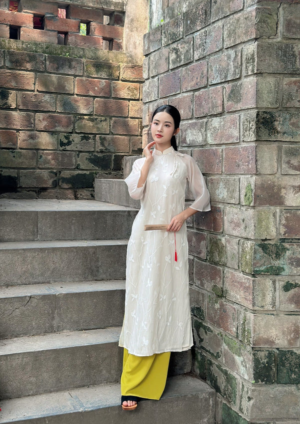 Cream Embroider Ao Dai