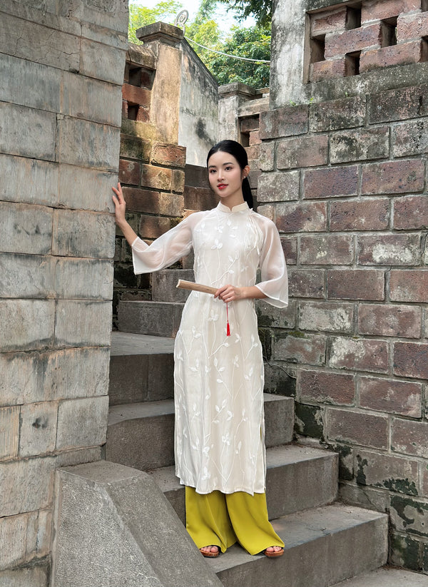 Cream Embroider Ao Dai