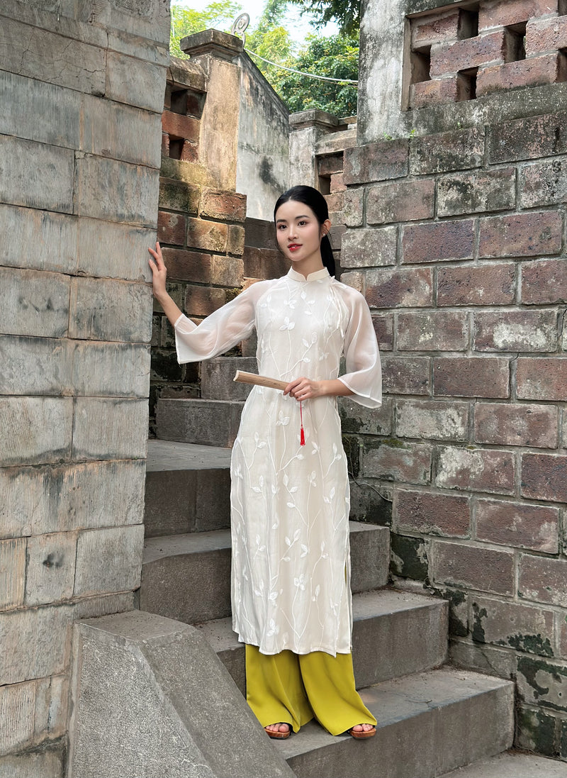 Cream Embroider Ao Dai