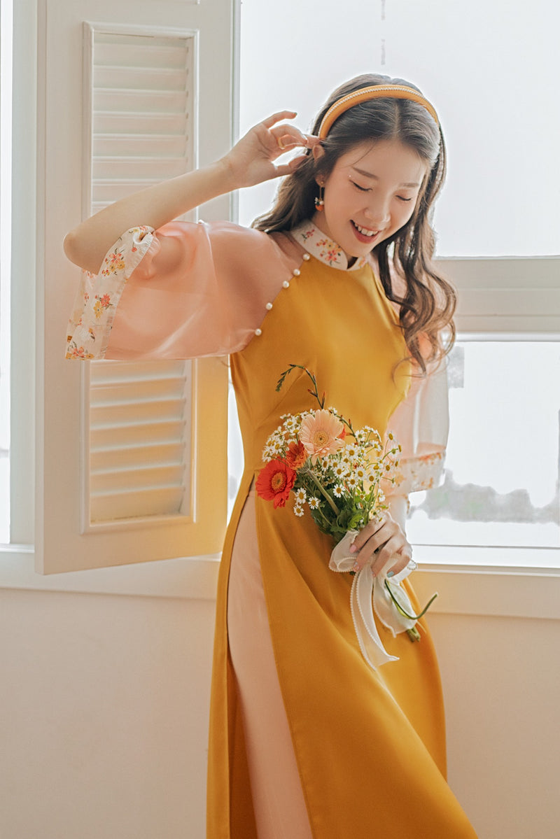 Vietnam Modernized Ao Dai | Ao Dai Phoi Voan Hoa