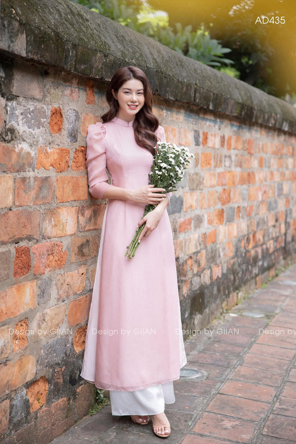 Vietnam Traditional Ao Dai | Ao Dai Voan Phoi Hoa Nhi