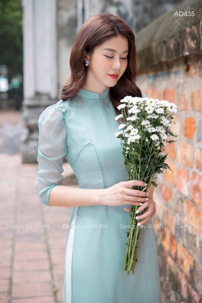 Vietnam Traditional Ao Dai | Ao Dai Voan Phoi Hoa Nhi