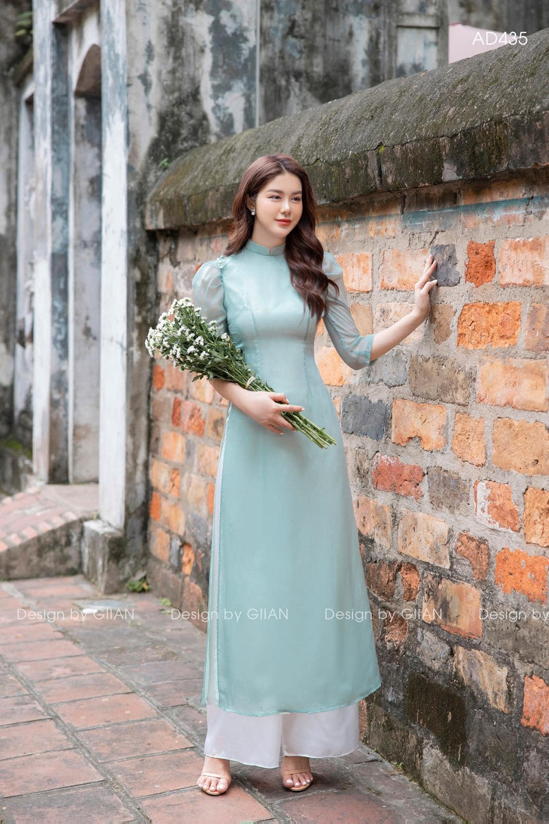 Vietnam Traditional Ao Dai | Ao Dai Voan Phoi Hoa Nhi