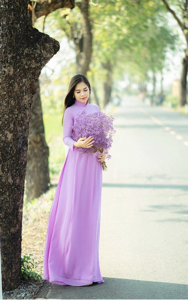 Vietnam Traditional Ao Dai | Ao Dai Viet Chiffon 4 Ta