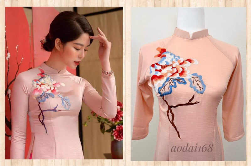 Vietnam Traditional Ao Dai | Ao Dai Truyen Thong Theu Hoa
