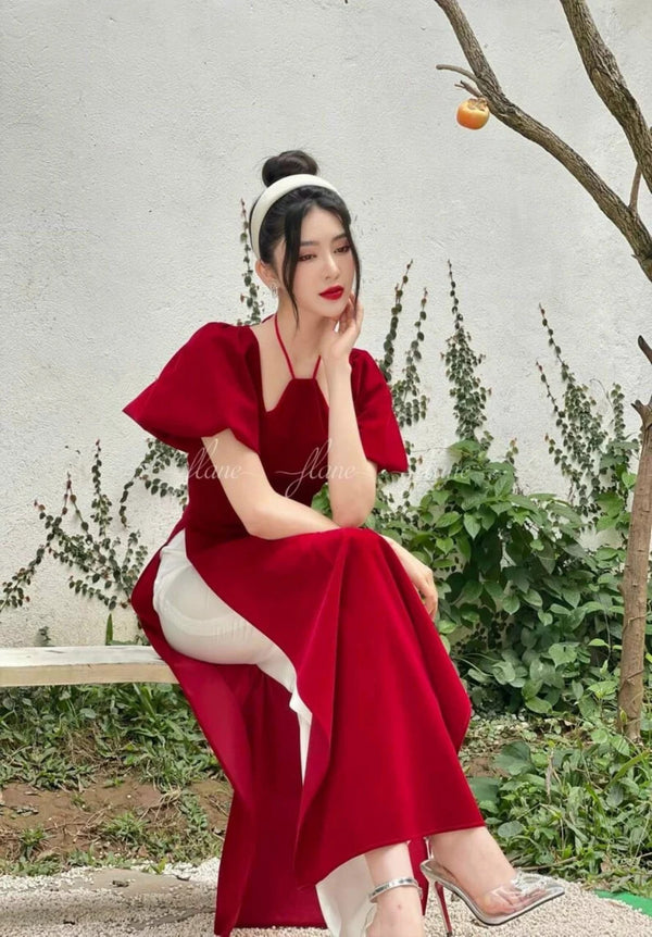 Vietnam Modernized Ao Dai | Ao Dai Nhung Tay Bong